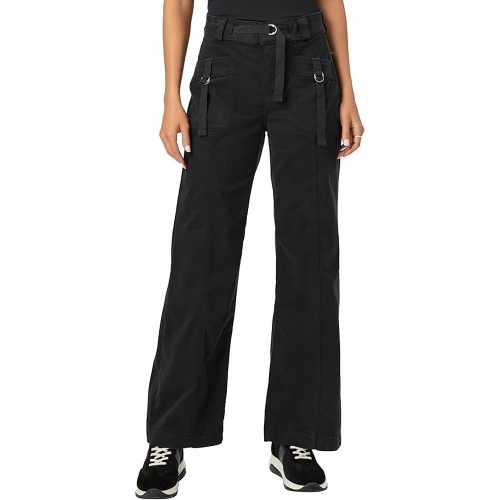 PAIGE Brooklyn High Rise Wide Leg Pants Charcoal Black D-Ring Hardware Size 26
